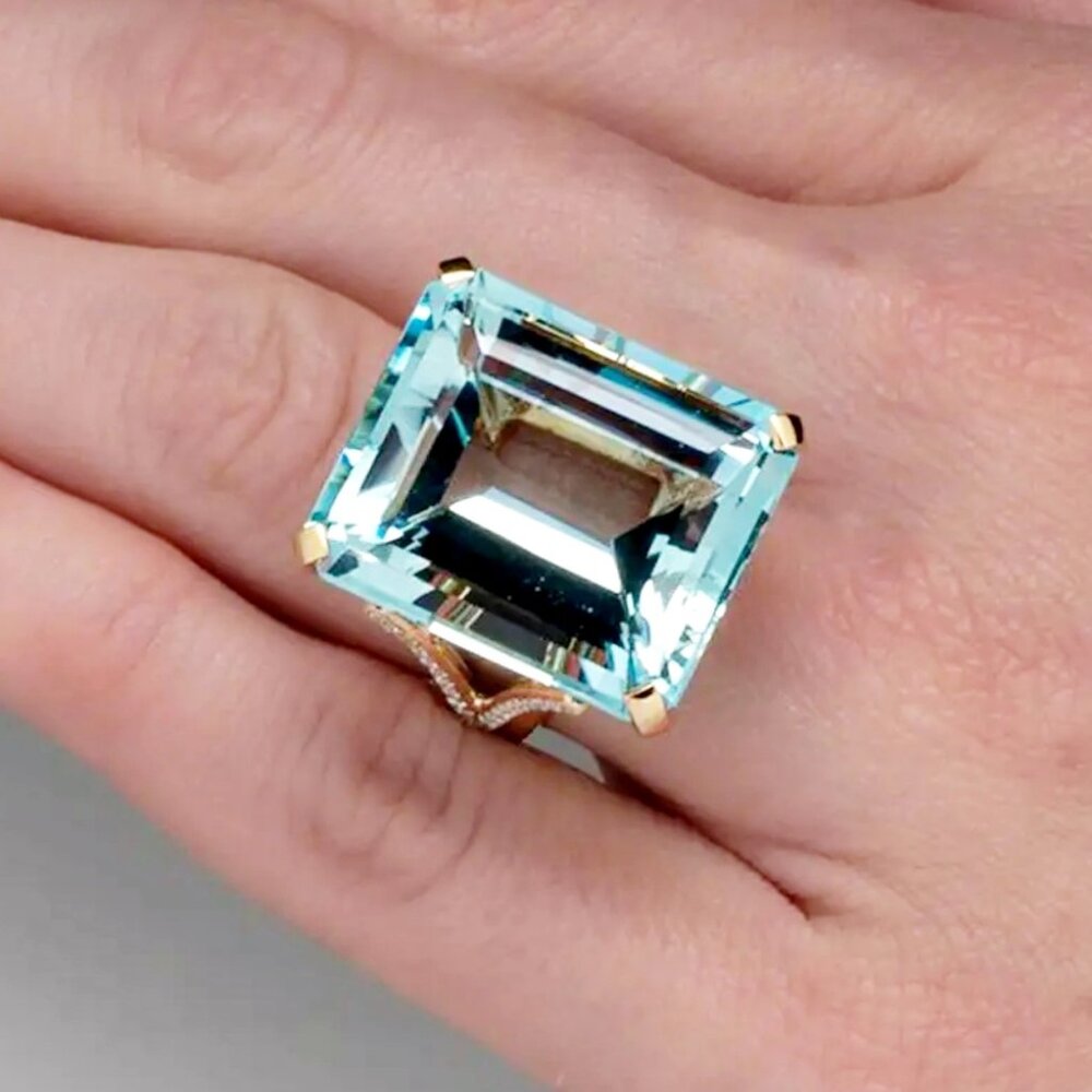 Semi Precious Cultured Rectangular Aquamarine Cen… - image 8